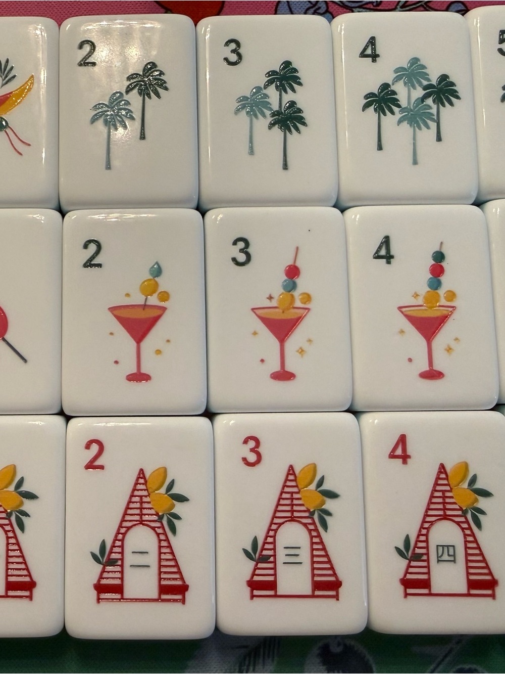 Palm & Cocktail Mahjong Tiles - White Game Set new edition